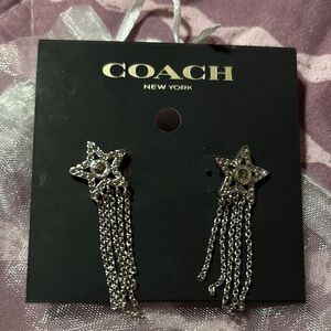 Coach Signature Star Fringe Silver Pierced  Earrings